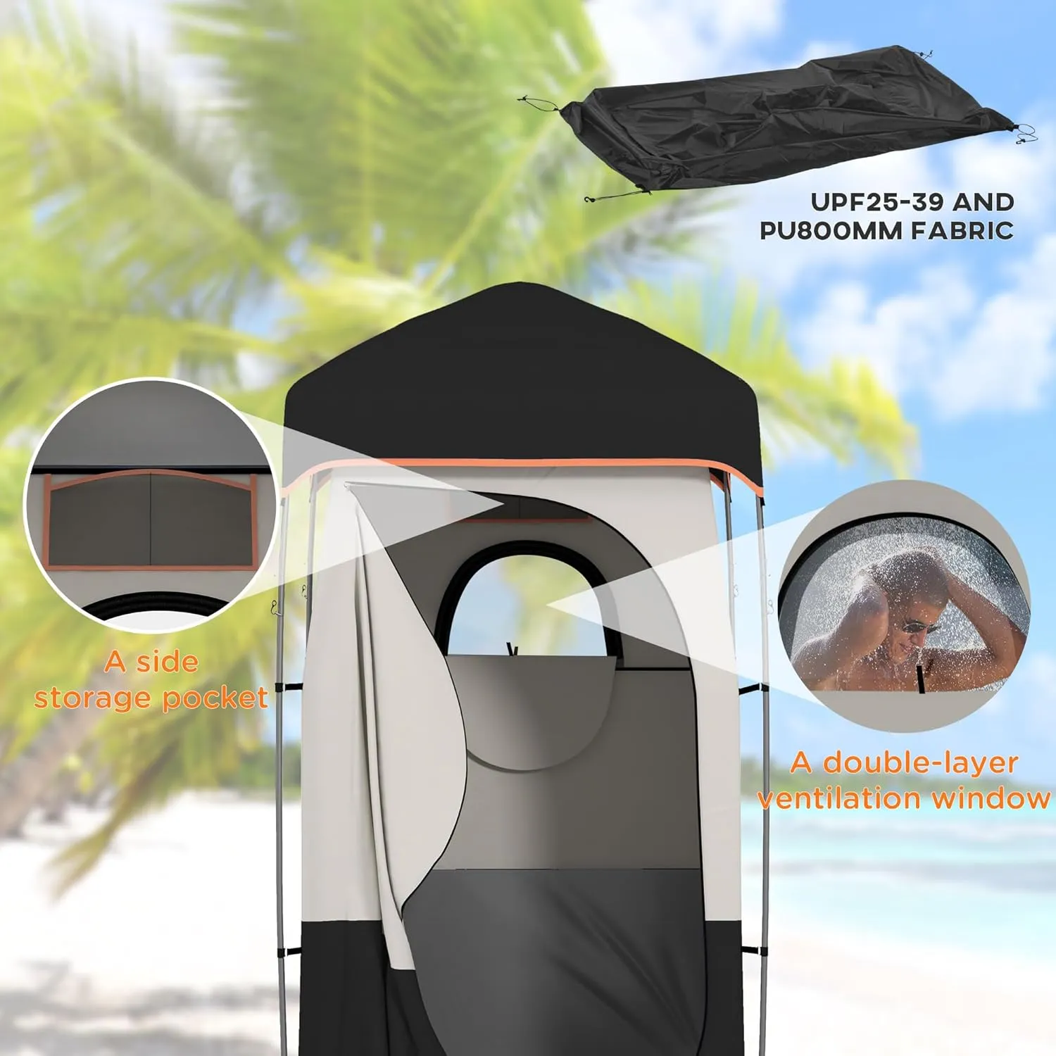 Outdoor Shower Tent Changing Room Privacy Portable Camping Shelters with Floor & Shower Bag for Camping Hiking Beach