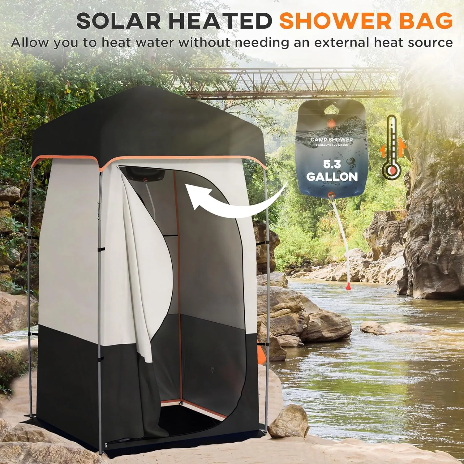 Outdoor Shower Tent Changing Room Privacy Portable Camping Shelters with Floor & Shower Bag for Camping Hiking Beach