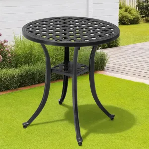 Outdoor Side Table Cast Aluminum Metal Table Weather Resistant Small Patio Table for Garden, Pool, Balcony Table