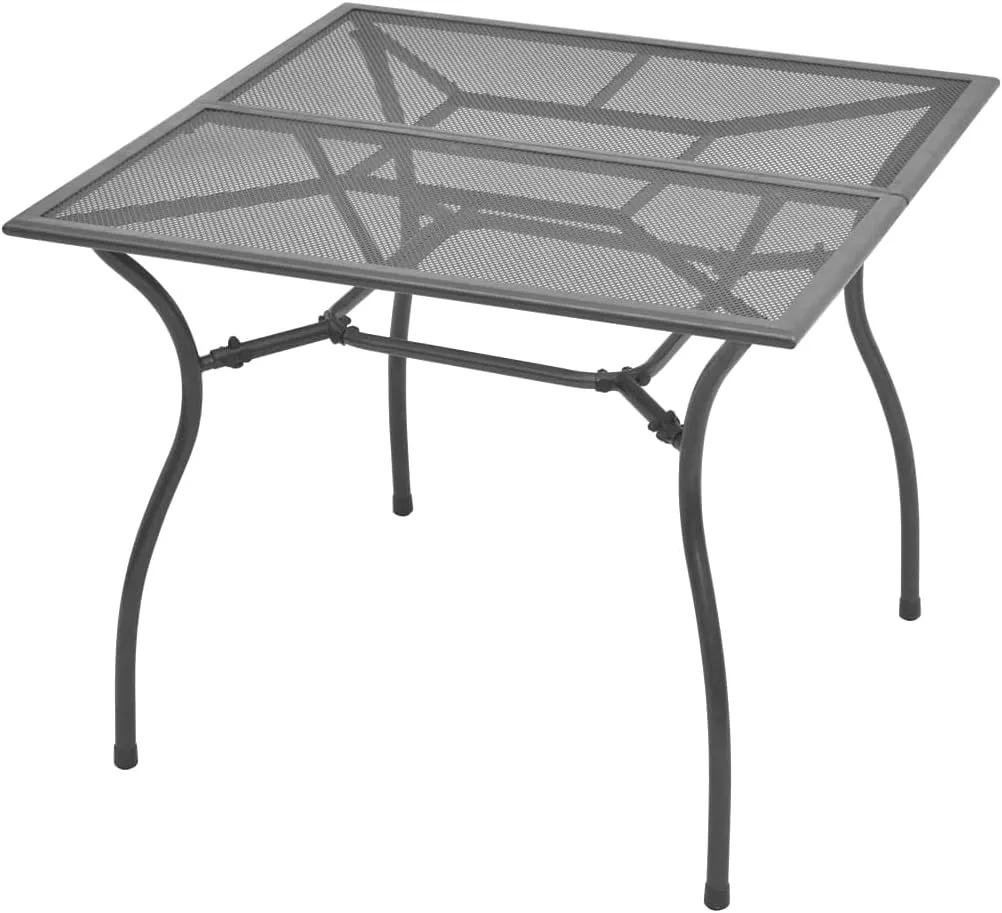 Outdoor Table Anthracite Steel Dining Furniture, Square Portable Side Table for Camping Kitchen 35.4 in x 35.4 in