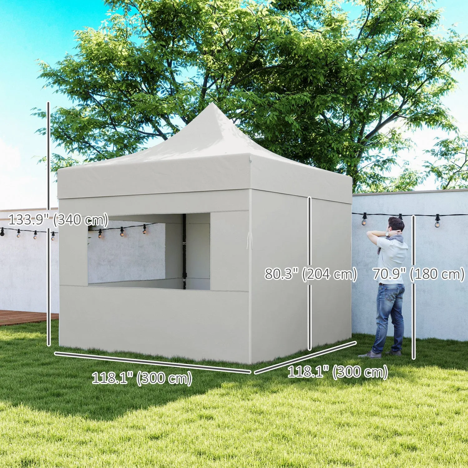 Outsunny 10' X 10' Pop Up Canopy Tent With Sidewalls & Wheeled Bag, Upf50 