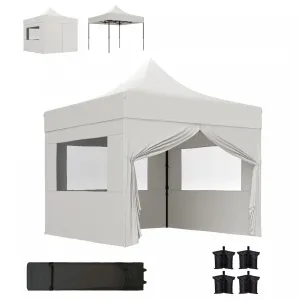 Outsunny 10' X 10' Pop Up Canopy Tent With Sidewalls & Wheeled Bag, Upf50 