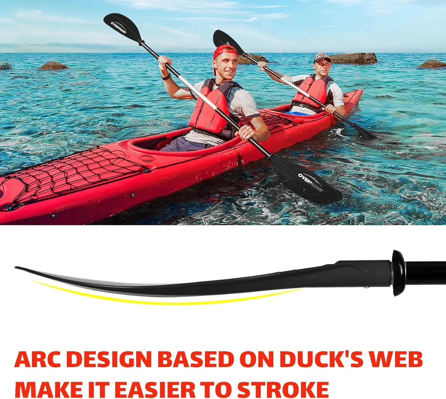 Overmont Kayak Paddles with Leash - Heavy Duty Aluminum Alloy Shaft Boating Oar for Kayaking Boating Canoeing 218cm/86in - 230cm/90.5in - 241cm/95in