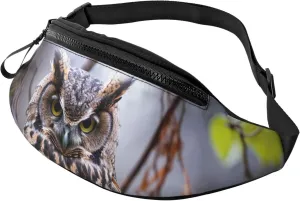 Owl on a branch Fanny Pack for Man Women Waist Bag Adjustable Belt Casual Chest Bag Bum Bags for Travel Sports Running Hiking Waist Packs