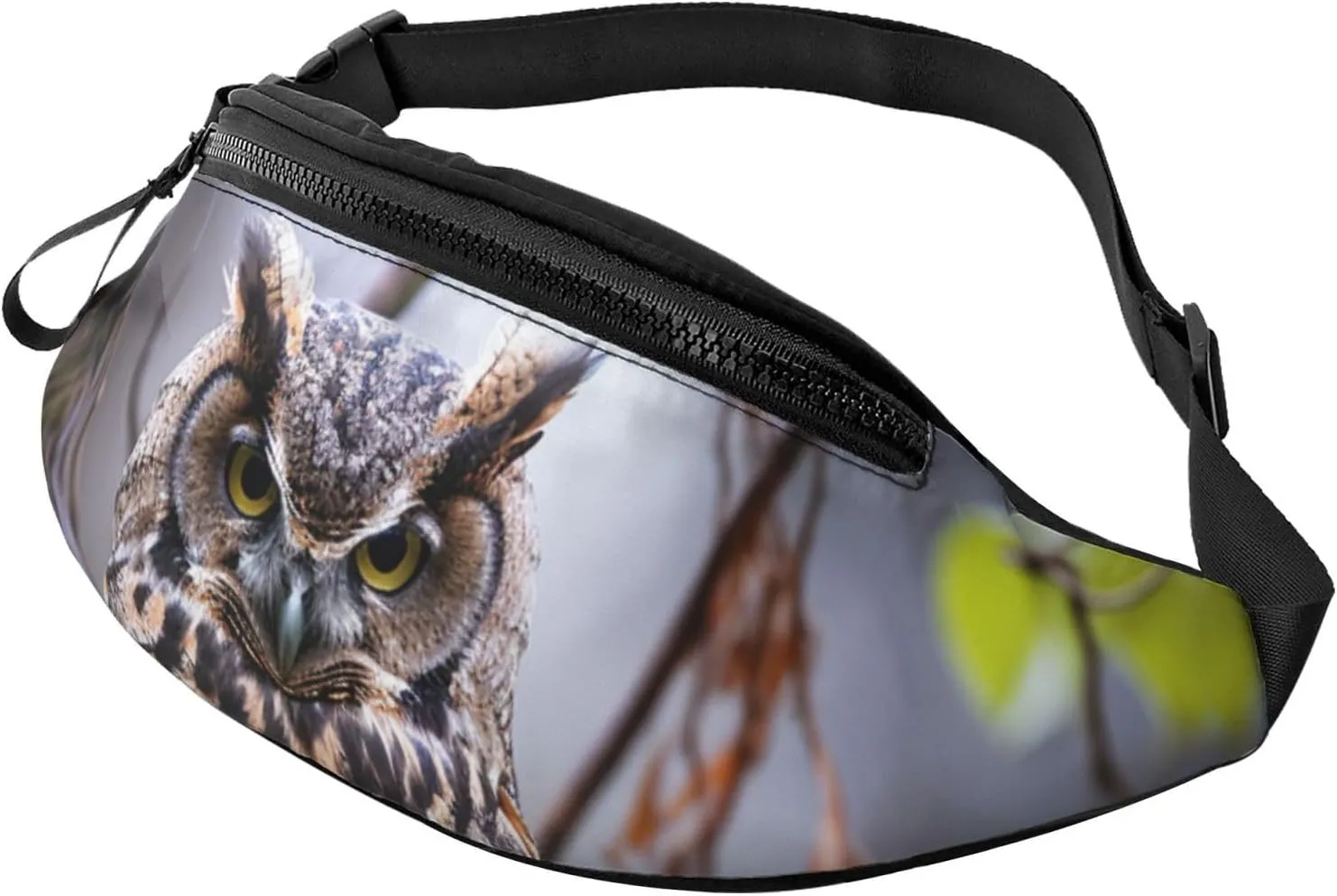 Owl on a branch Fanny Pack for Man Women Waist Bag Adjustable Belt Casual Chest Bag Bum Bags for Travel Sports Running Hiking Waist Packs