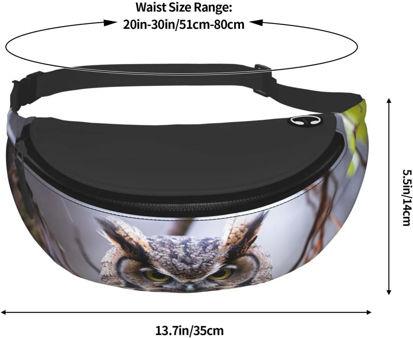 Owl on a branch Fanny Pack for Man Women Waist Bag Adjustable Belt Casual Chest Bag Bum Bags for Travel Sports Running Hiking Waist Packs