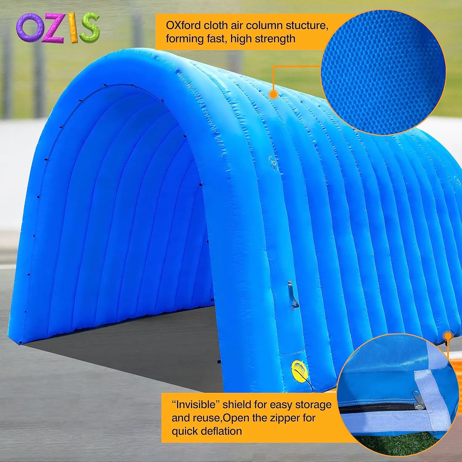 OZIS 16FT Inflatable Tunnel Sports Tunnel Entrance with Installed Blower Inflatable Tunnel Tent for Business Advertising Event Exhibition Promotion,Street,Shop,Supermarket,School(Blue, 16x10x10ft)