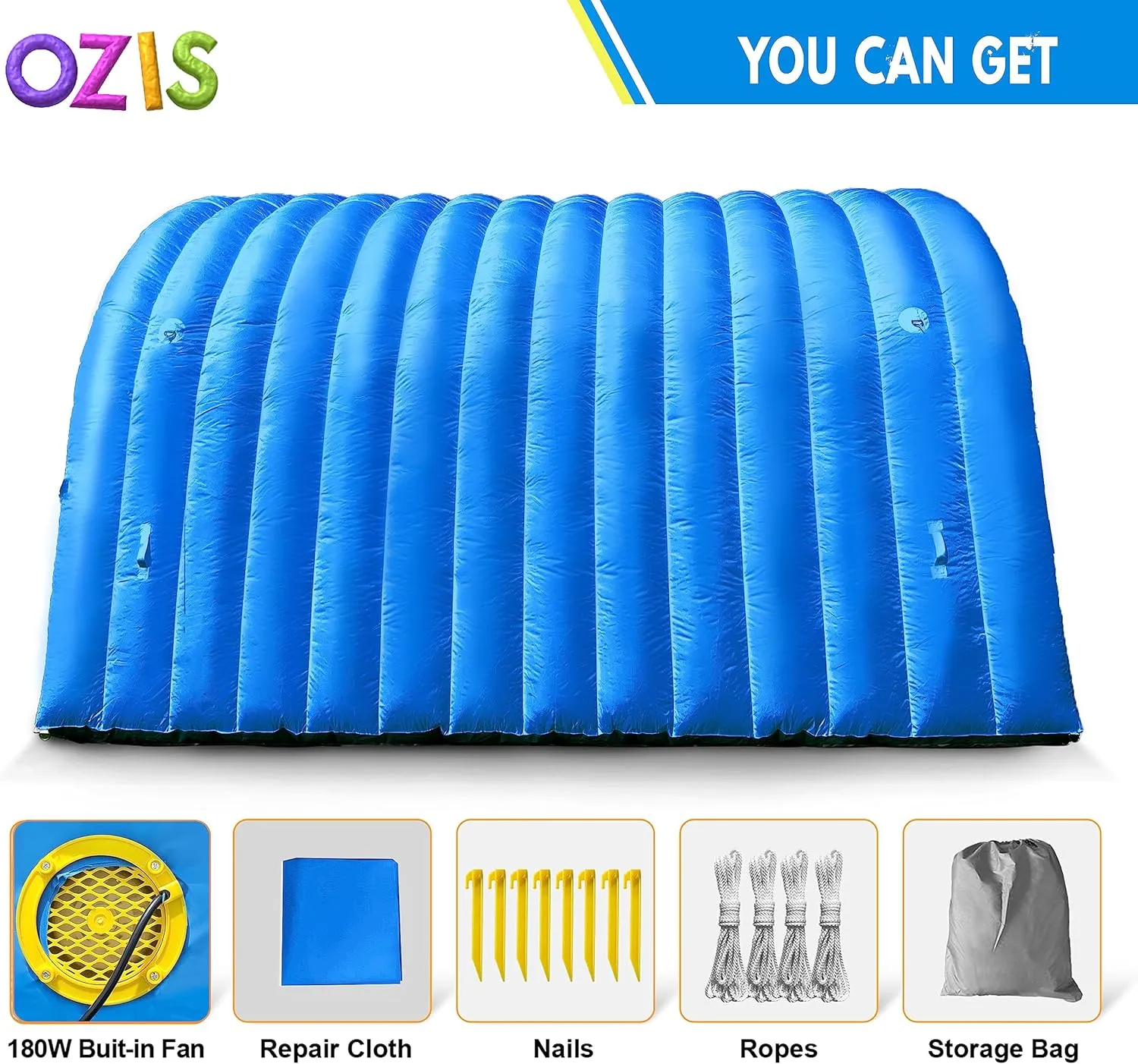 OZIS 16FT Inflatable Tunnel Sports Tunnel Entrance with Installed Blower Inflatable Tunnel Tent for Business Advertising Event Exhibition Promotion,Street,Shop,Supermarket,School(Blue, 16x10x10ft)
