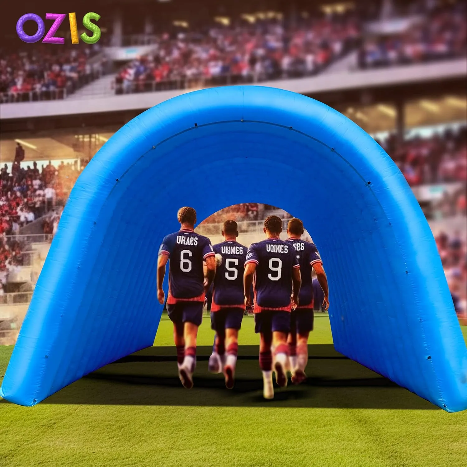 OZIS 16FT Inflatable Tunnel Sports Tunnel Entrance with Installed Blower Inflatable Tunnel Tent for Business Advertising Event Exhibition Promotion,Street,Shop,Supermarket,School(Blue, 16x10x10ft)