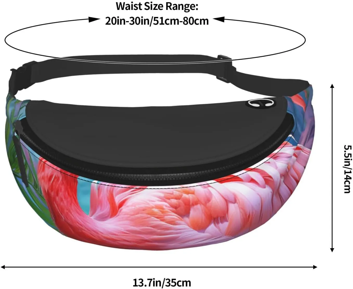 Painted Flamingo Fanny Pack for Man Women Waist Bag Adjustable Belt Casual Chest Bag Bum Bags for Travel Sports Running Hiking Waist Packs