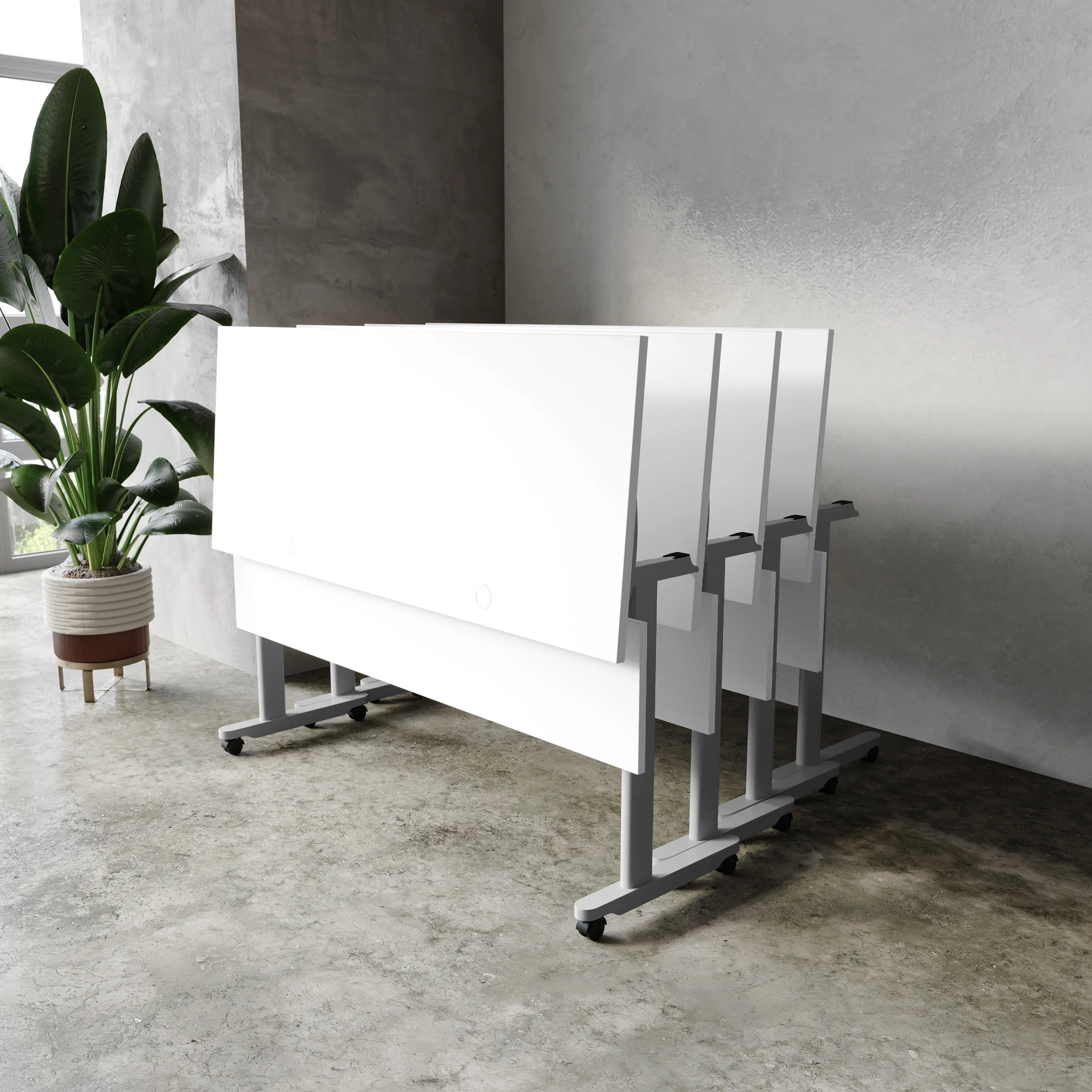Palmer Commercial Grade Heavy-Duty Nesting Flip Training Table with T-Legs, Modesty Panel, Tabletop, and Frame