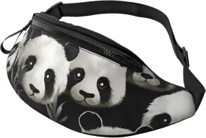 Panda Graphic Black and White Fanny Pack for Man Women Waist Bag Adjustable Belt Casual Chest Bag Bum Bags for Travel Sports Running Hiking Waist Packs