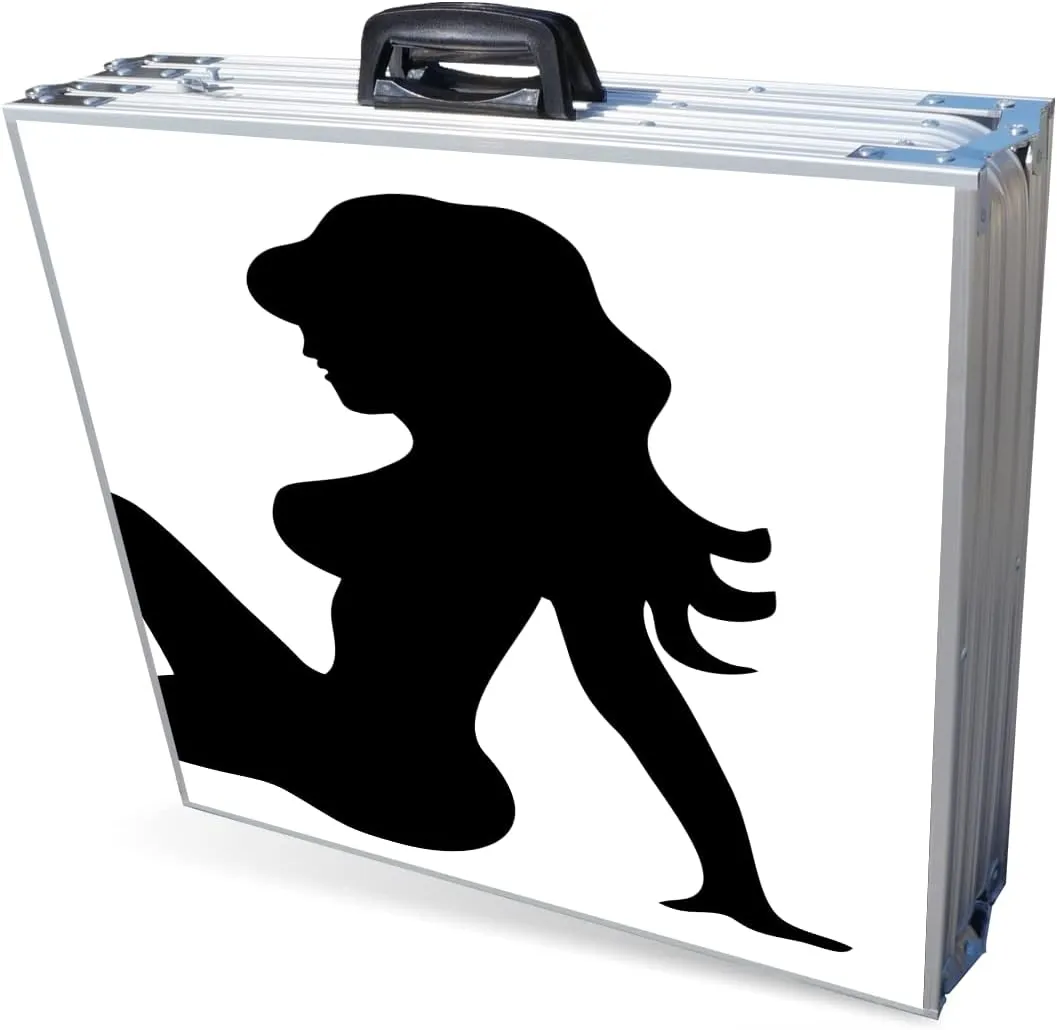 PARTYPONG 8-Foot Folding Beer Pong Table - Trucker Girl Edition (Base Model)