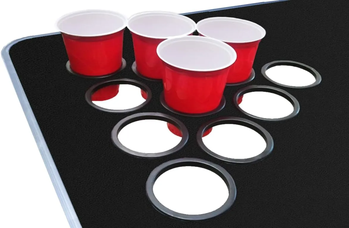 PARTYPONG 8-Foot Folding Beer Pong Table w/Cup Holes - Basketball Court Edition