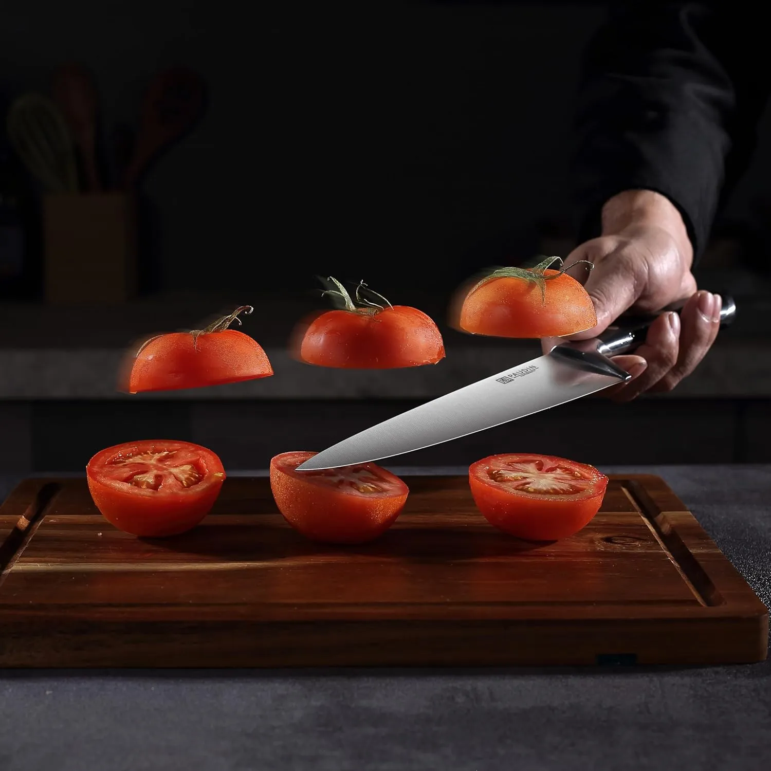 PAUDIN Kitchen Knives Set, Switzer 3-Piece Chefs Knife Set High Carbon Stainless Steel with Ultra Sharp Blade & Plastic Handle Professional Chef Knives