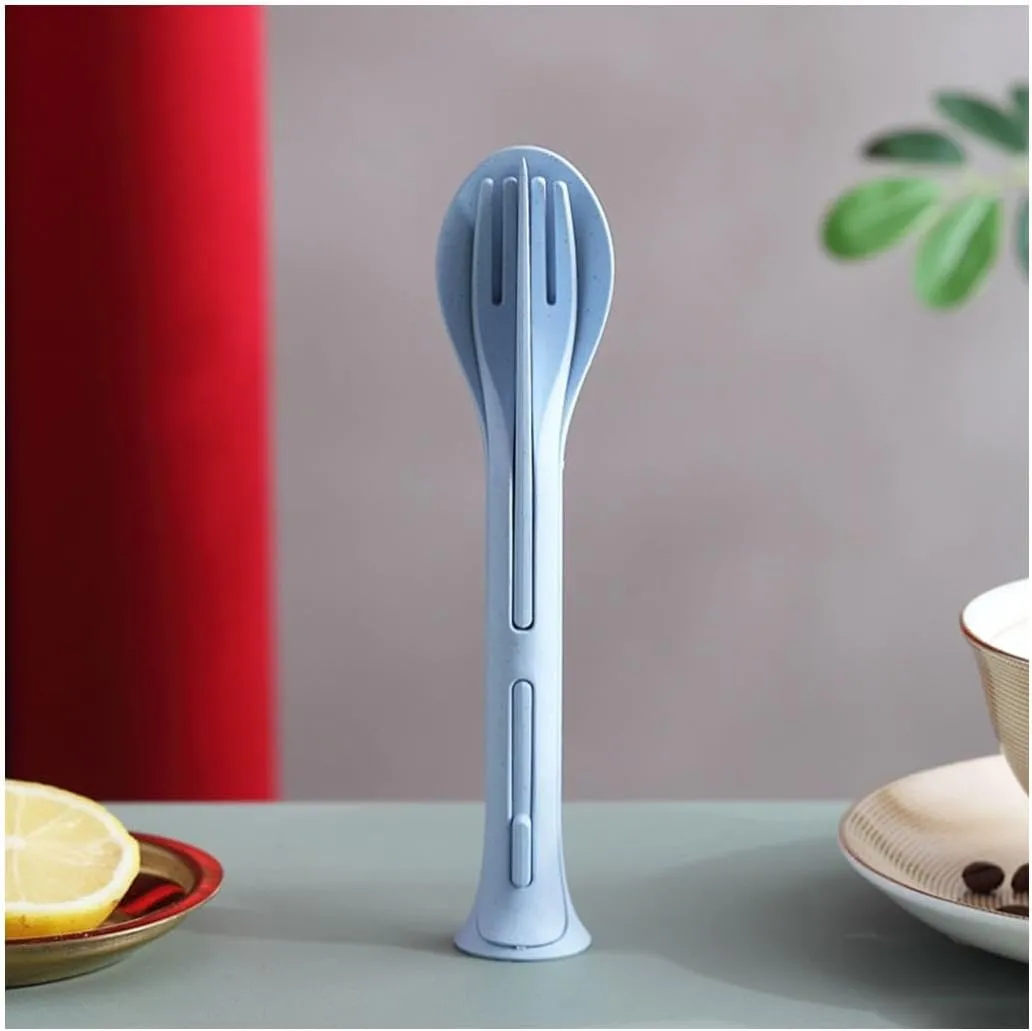 PEKJI Portable Knife Fork Spoon Tableware Set Home Outdoor Plastic Flatware Set Travel Folding Cutlery Set Kitchen Utensils