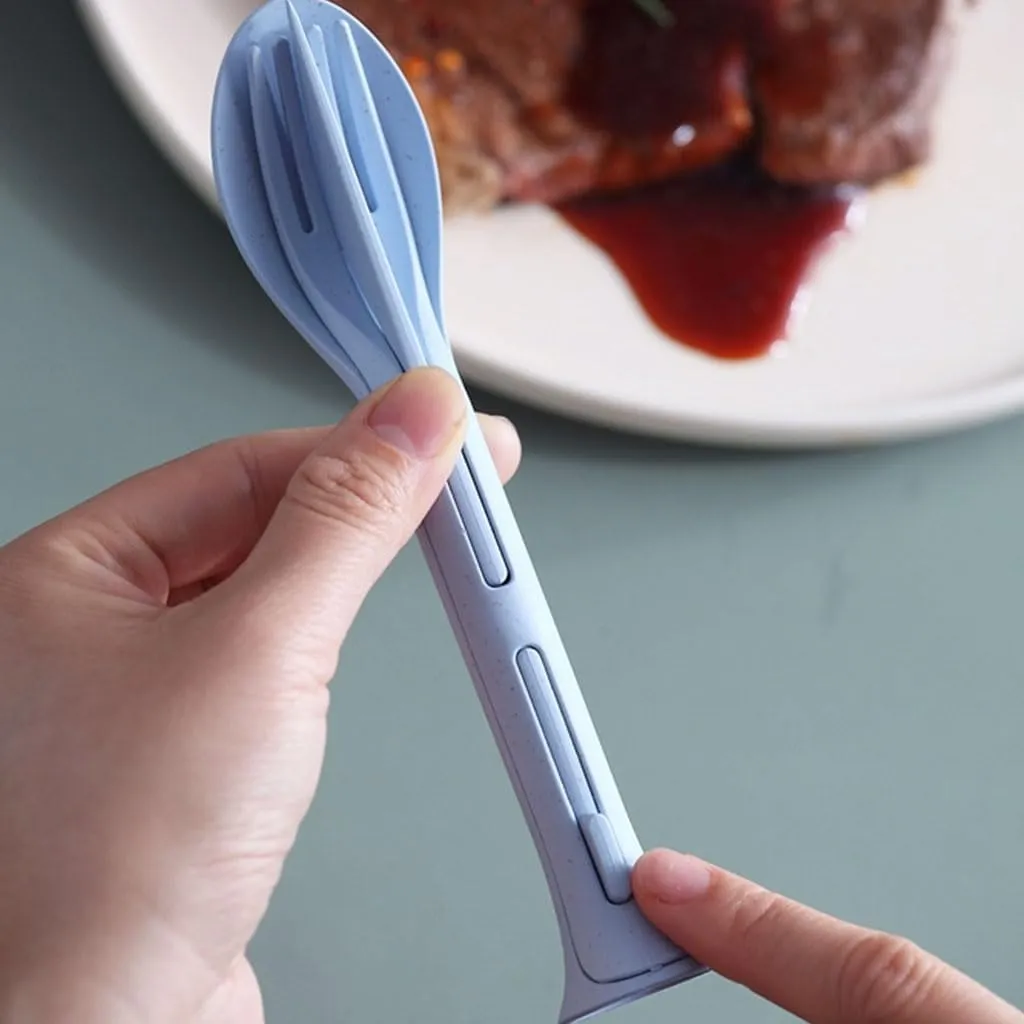 PEKJI Portable Knife Fork Spoon Tableware Set Home Outdoor Plastic Flatware Set Travel Folding Cutlery Set Kitchen Utensils