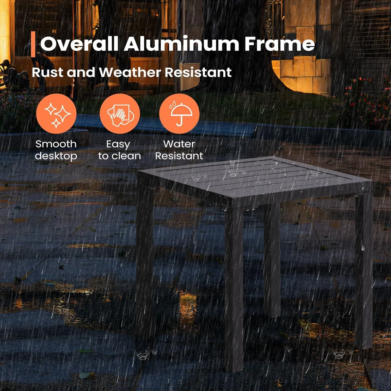 Pellebant Indoor Outdoor Small Aluminum Square Side/End Table, Chaise Lounge Table, Patio Coffee Bistro Table, Light Gray,2PC