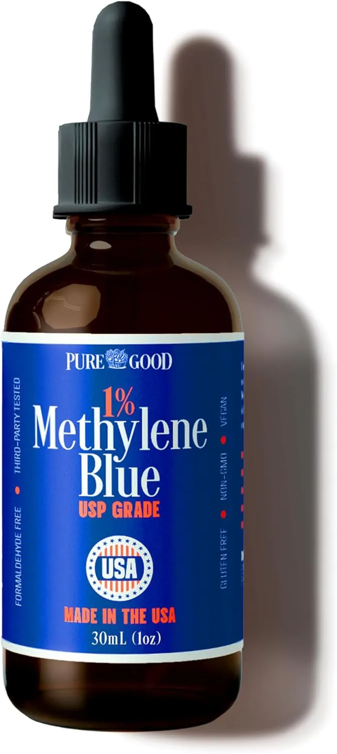 Pharmaceutical Grade Methylene Blue 1% (1 oz) | USP Grade, Third-Party Tested, Alcohol Free, Amber Dropper Bottle
