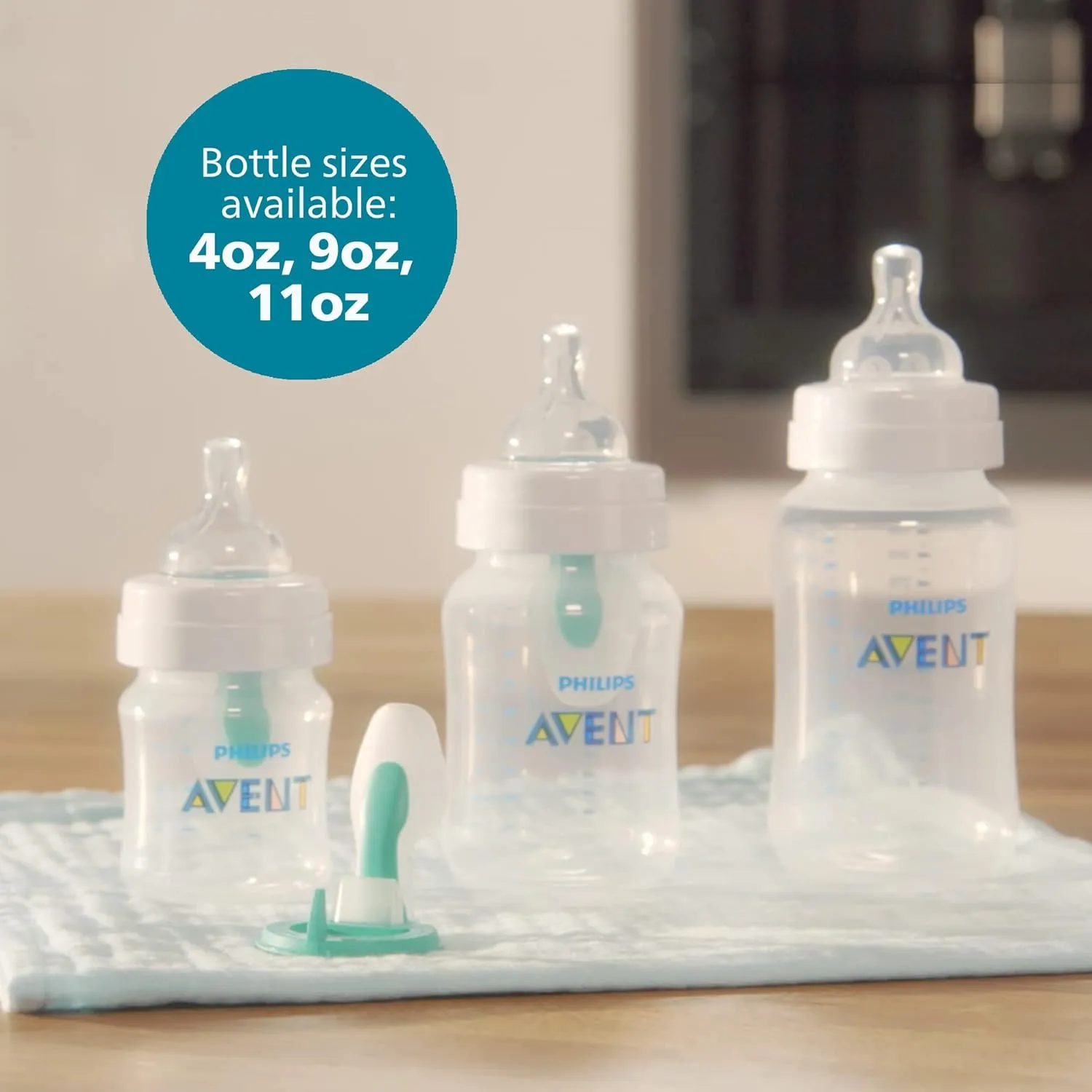 Philips Avent Anti-Colic Baby Bottle with AirFree Vent, 9oz, with Flow 2 Nipples, 1m , 2pk, Clear, SCY703/02