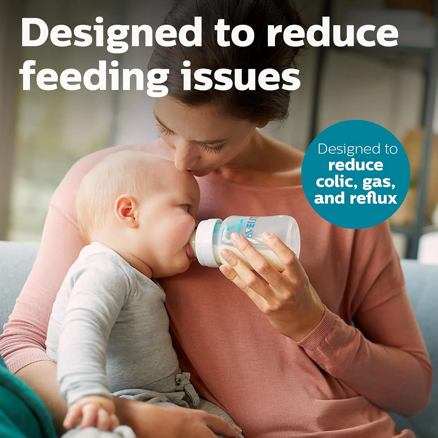 Philips Avent Anti-Colic Baby Bottle with AirFree Vent, 9oz, with Flow 2 Nipples, 1m , 2pk, Clear, SCY703/02