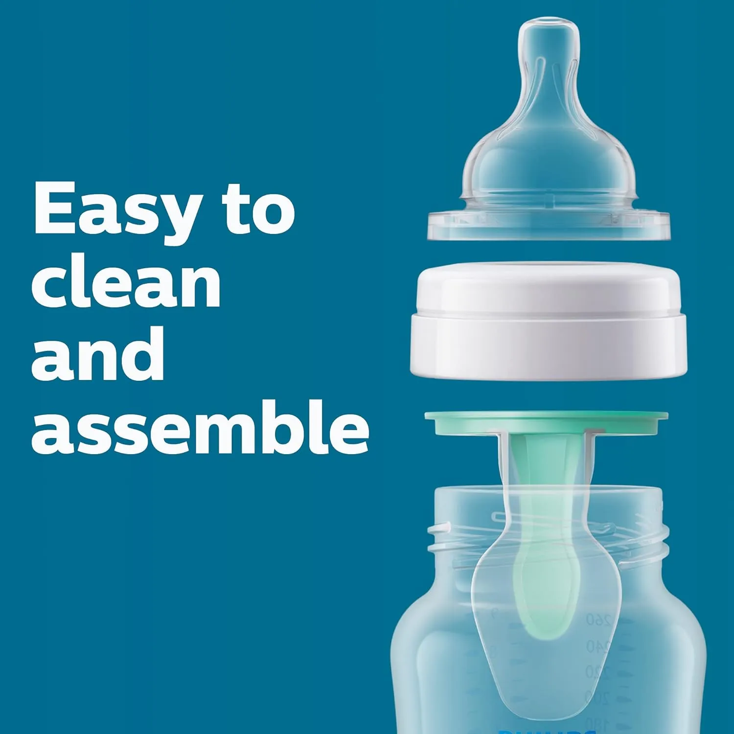 Philips Avent Anti-Colic Baby Bottle with AirFree Vent, 9oz, with Flow 2 Nipples, 1m , 2pk, Clear, SCY703/02