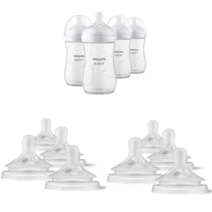 Philips AVENT Natural Baby Bottles with Natural Response Nipples, Clear, 4pk (9oz)   4pk (Flow 4)   4pk (Flow 5)