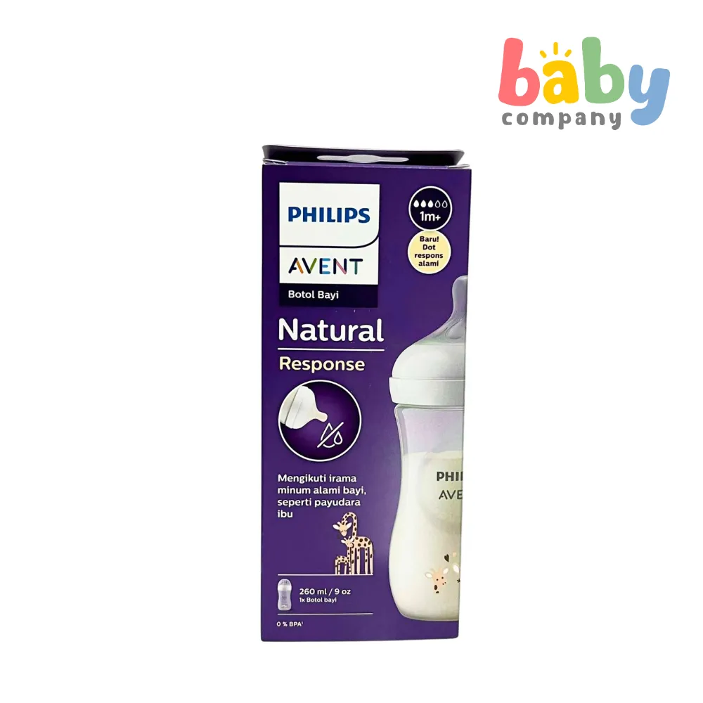 Philips Avent Natural Response Baby Bottle 1m  - 9oz/260ml, Giraffe