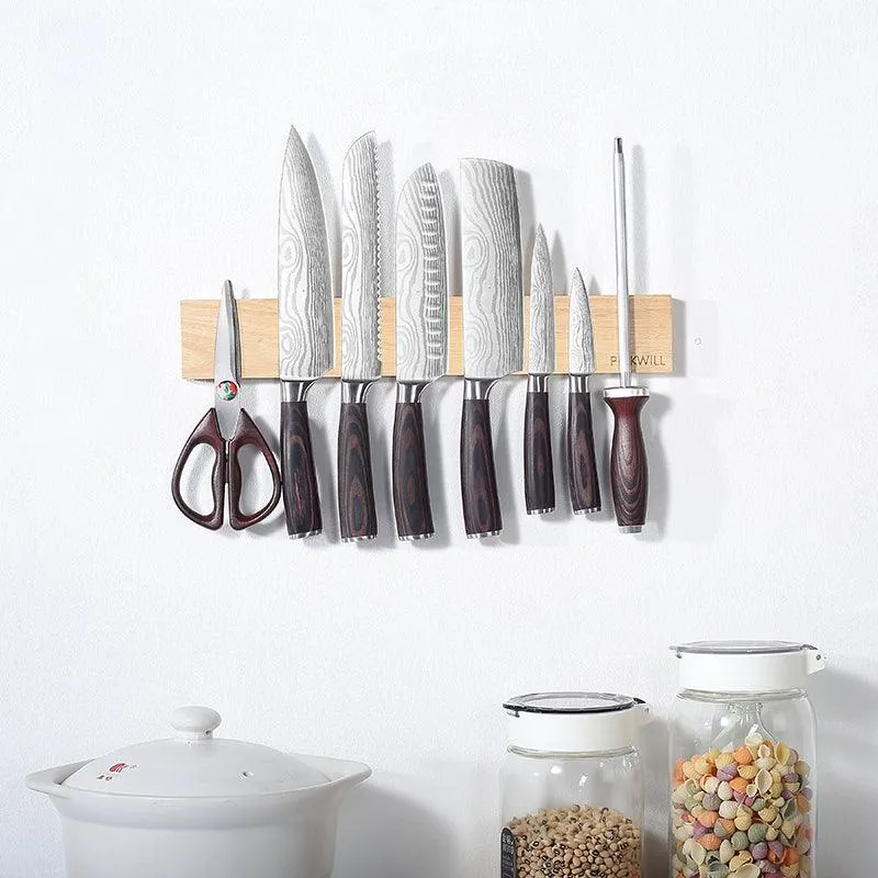 PICKWILL 16‘’ Wooden Magnetic Knife Bar