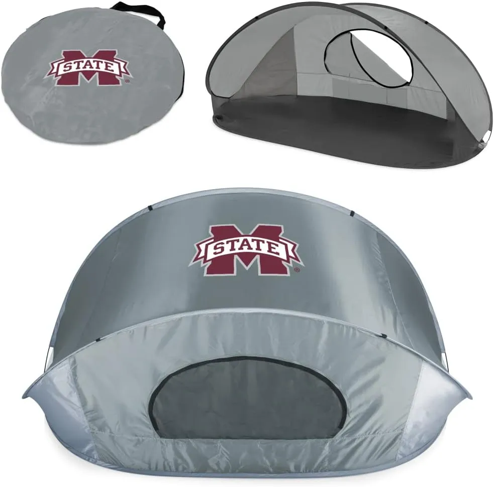 PICNIC TIME NCAA Georgia Tech Yellow Jackets Manta Portable Beach Tent, Pop Up Tent, Beach Sun Shelter Pop Up, (Gray with Black Accents)