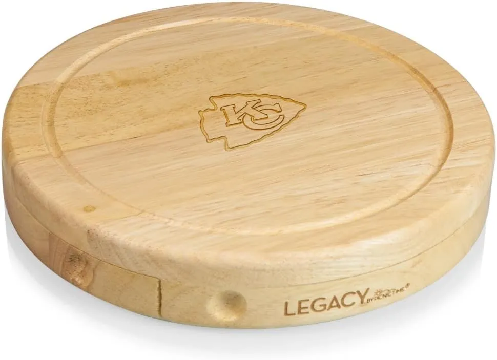 PICNIC TIME NFL Brie Cheese Board and Knife Set - Charcuterie Board Set - Wood Cutting Board