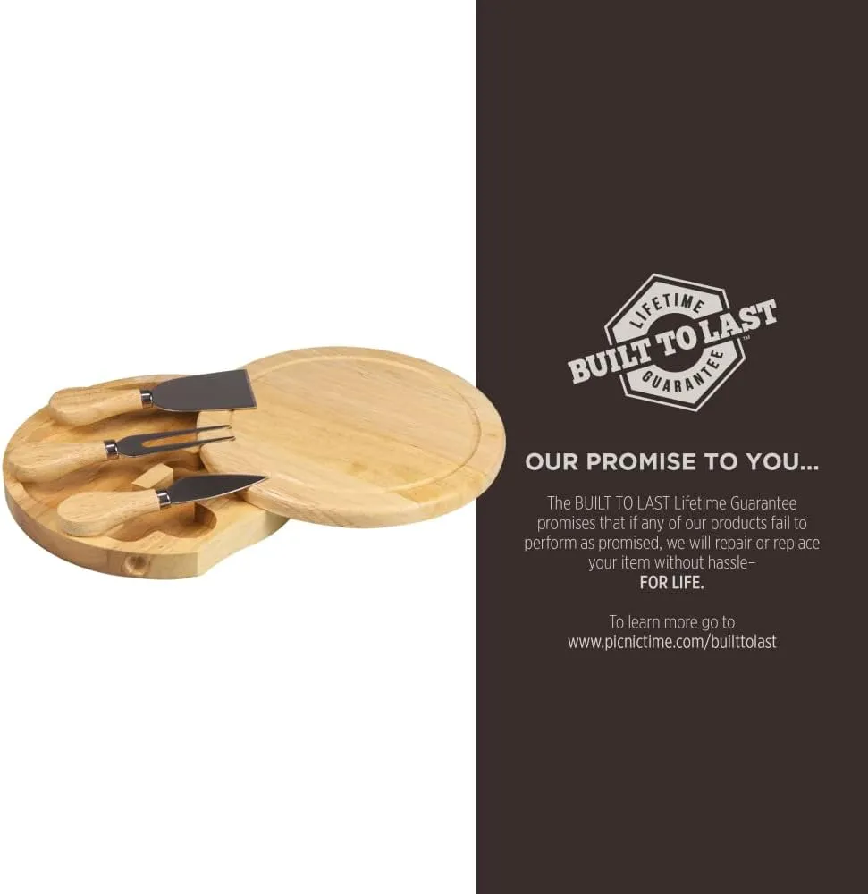 PICNIC TIME NFL Brie Cheese Board and Knife Set - Charcuterie Board Set - Wood Cutting Board