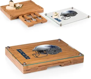 PICNIC TIME NFL Concerto Glass Top Cheese Board and Knife Set - Charcuterie Board Set - Glass Top Cutting Board, (Bamboo)