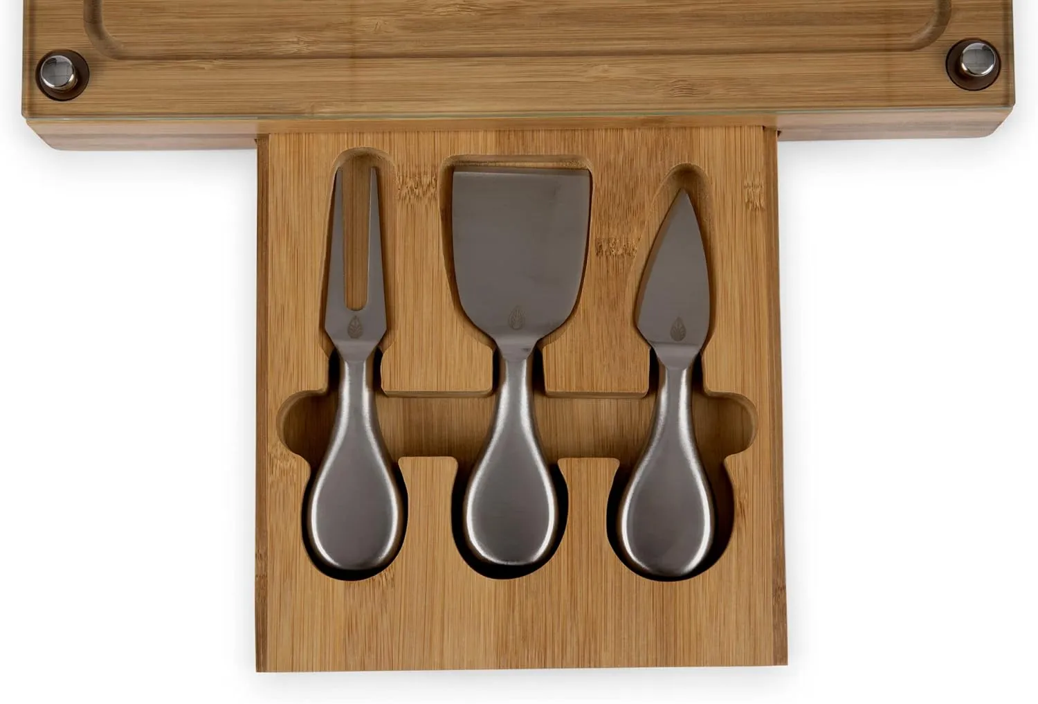 PICNIC TIME NFL Concerto Glass Top Cheese Board and Knife Set - Charcuterie Board Set - Glass Top Cutting Board, (Bamboo)