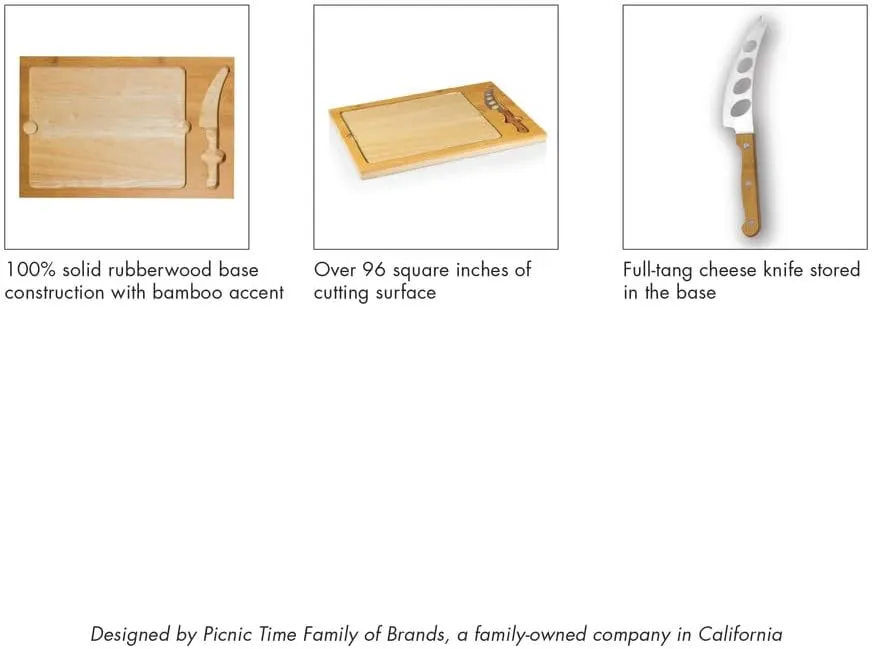 PICNIC TIME NFL Football Field Icon Glass Top Cutting Board & Knife Set, (Parawood & Bamboo)
