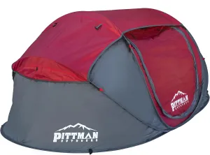 Pittman Outdoors PPI-POPUP4X Instant Set-up 4 Person Pop-up Tent with Large Mesh Window, 9.02’ x 6.6’ x 3.2’ (Height), Red