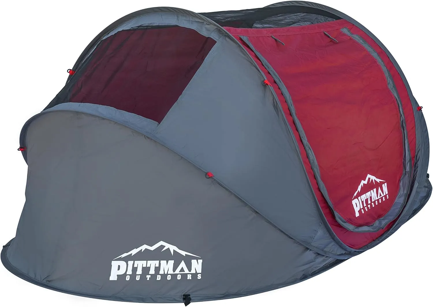 Pittman Outdoors PPI-POPUP4X Instant Set-up 4 Person Pop-up Tent with Large Mesh Window, 9.02’ x 6.6’ x 3.2’ (Height), Red