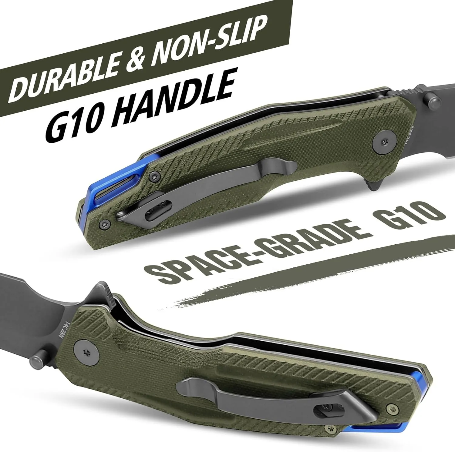 Pocket Knife, 3.26" Premium 14C28N Blade G10 Handle with Fire Starter Function, Folding Knife with Pocket Clip for Men Women, EDC Knife for Outdoor Camping, Hunting, Hiking, Survival, Falcon Series