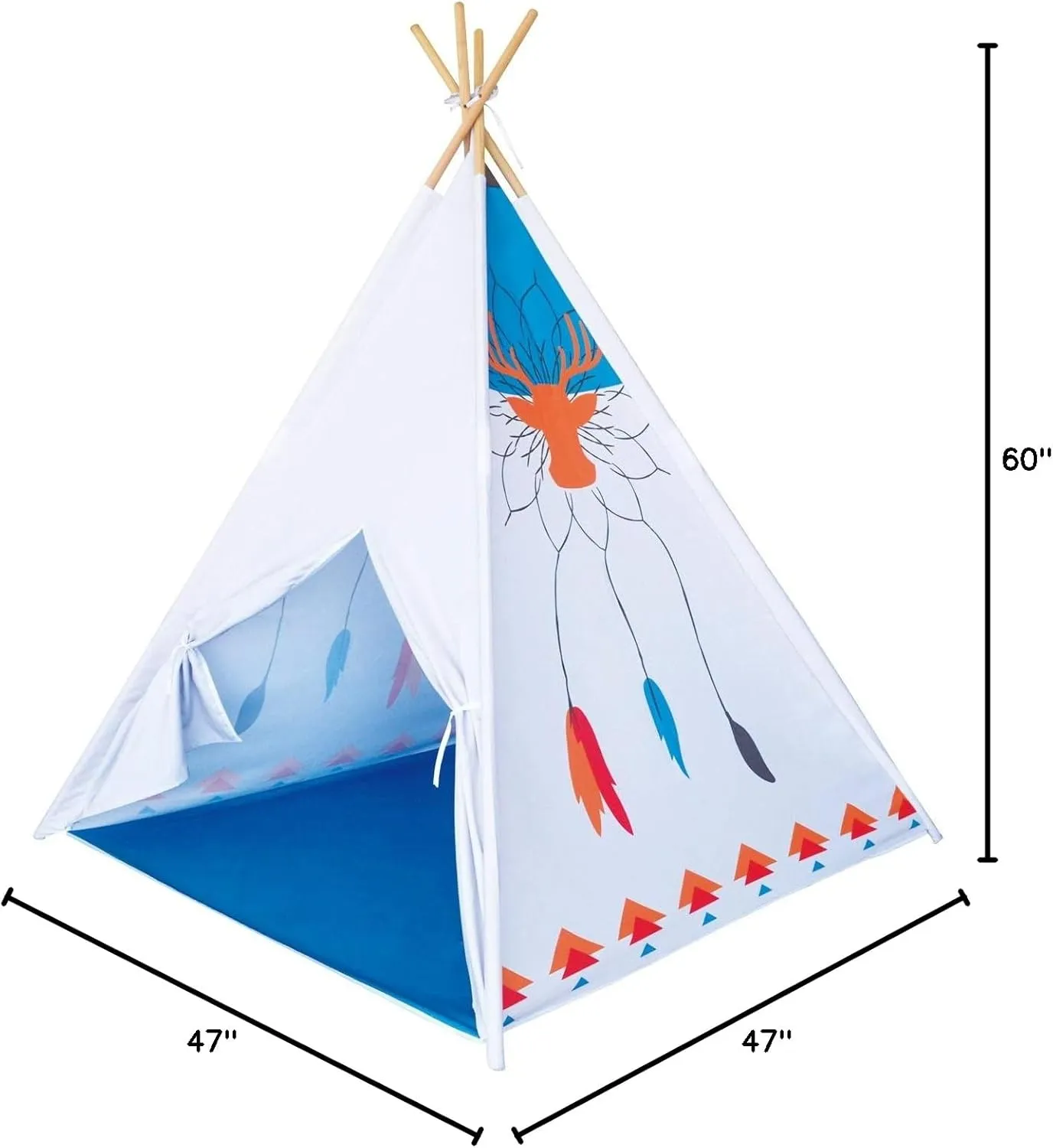 POCO DIVO Reindeer Teepee Tipi Tent Kids Indoor Playhouse Children Outdoor Play Castle Toy Hut with Wood Poles
