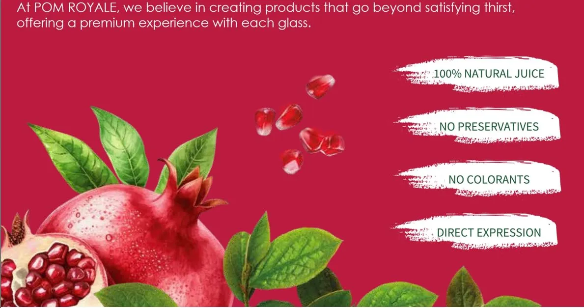 Pom Royale BIO Pomegranate Juice with Pulp, 33.8 fl oz (1L), Cold-Pressed, No Preservatives, Glass Bottle for Freshness