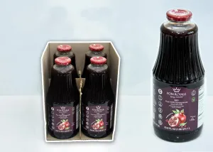 Pom Royale BIO Pomegranate Juice with Pulp, 33.8 fl oz (1L), Cold-Pressed, No Preservatives, Glass Bottle for Freshness