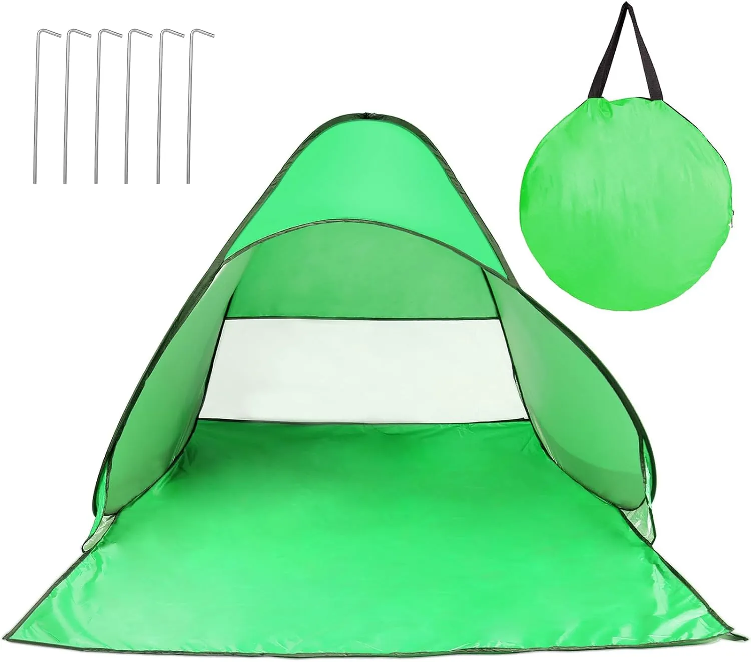 Pop Up Beach Tent for 2-3 Person, Outdoor Camping Tent, Shade Sun Shelter Beach Canopy, Portable Beach Tent w/Net Window & Storage Bag for Outdoor Beach Camping Fishing Park Lake, Green