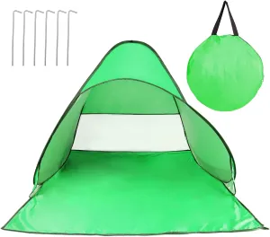 Pop Up Beach Tent for 2-3 Person, Outdoor Camping Tent, Shade Sun Shelter Beach Canopy, Portable Beach Tent w/Net Window & Storage Bag for Outdoor Beach Camping Fishing Park Lake, Green