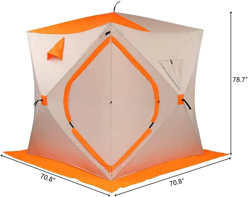 Pop-Up Ice Fishing Shelter 3-4 Person Portable Portable Ice Shanty Tent for 3-4 Person Waterproof Ice Fishing Tent w/Carrier Bag and Ice Anchors