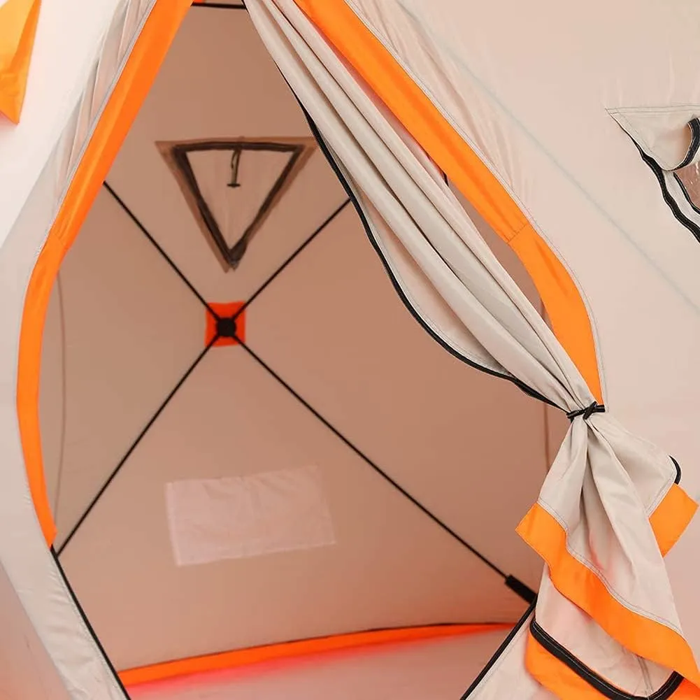 Pop-Up Ice Fishing Shelter 3-4 Person Portable Portable Ice Shanty Tent for 3-4 Person Waterproof Ice Fishing Tent w/Carrier Bag and Ice Anchors