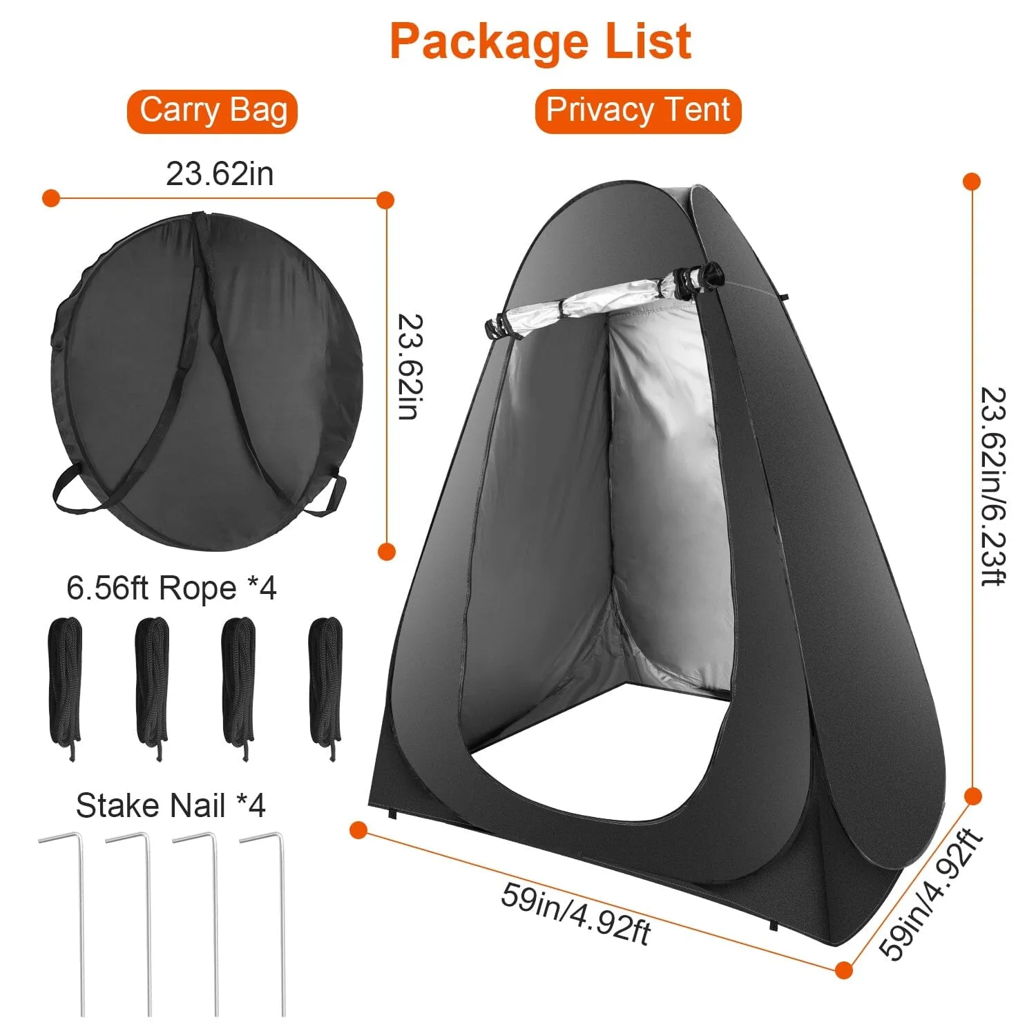 Pop Up Privacy Foldable Tent with Carry Bag