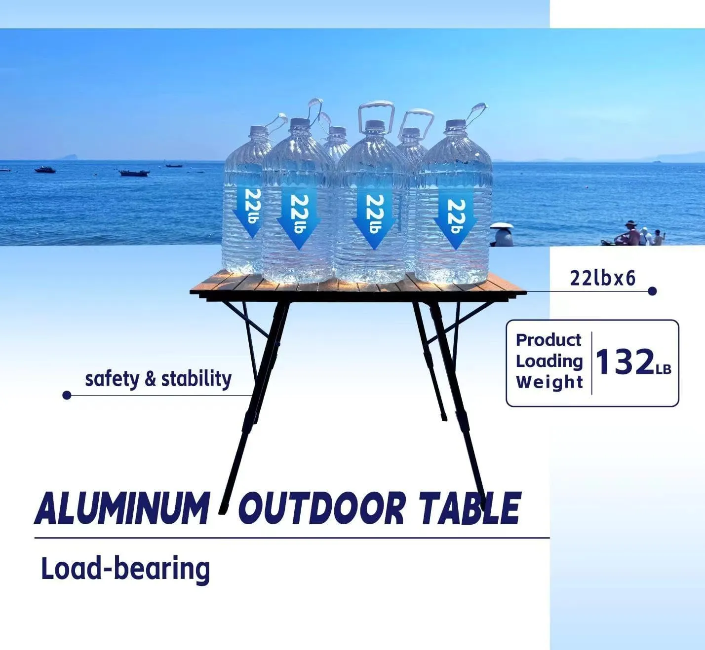 Portable Adjustable Camping Table - Sturdy Aluminum, Oversized Foldable Surface for Outdoor Picnic, BBQ, and Indoor Use