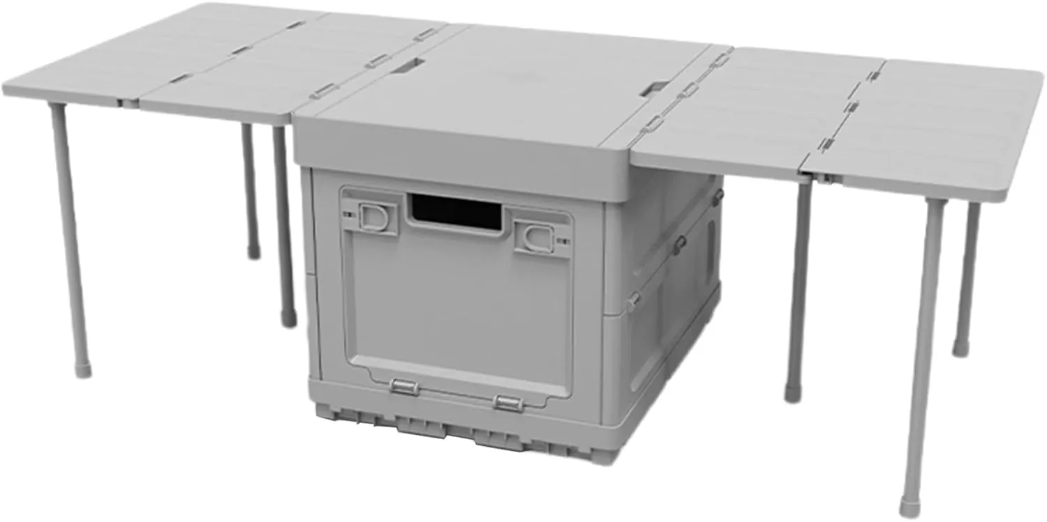 Portable Camping Kitchen Box, Multifunctional Outdoor Organizer Boxes for Home Garden Party, Folding Camp Tables Storage Organizer for Picnic BBQ Beach Traveling