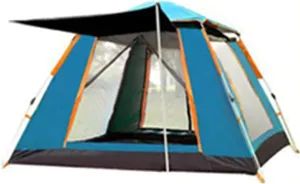 Portable Campitents Shelter Portable Waterproof Hold 3-4 Persons Instant Setup Pop up Tent with Top Rainfly Double Doors Mesh Protection for Campihikimountaineering/Blue/86.6 * 86.