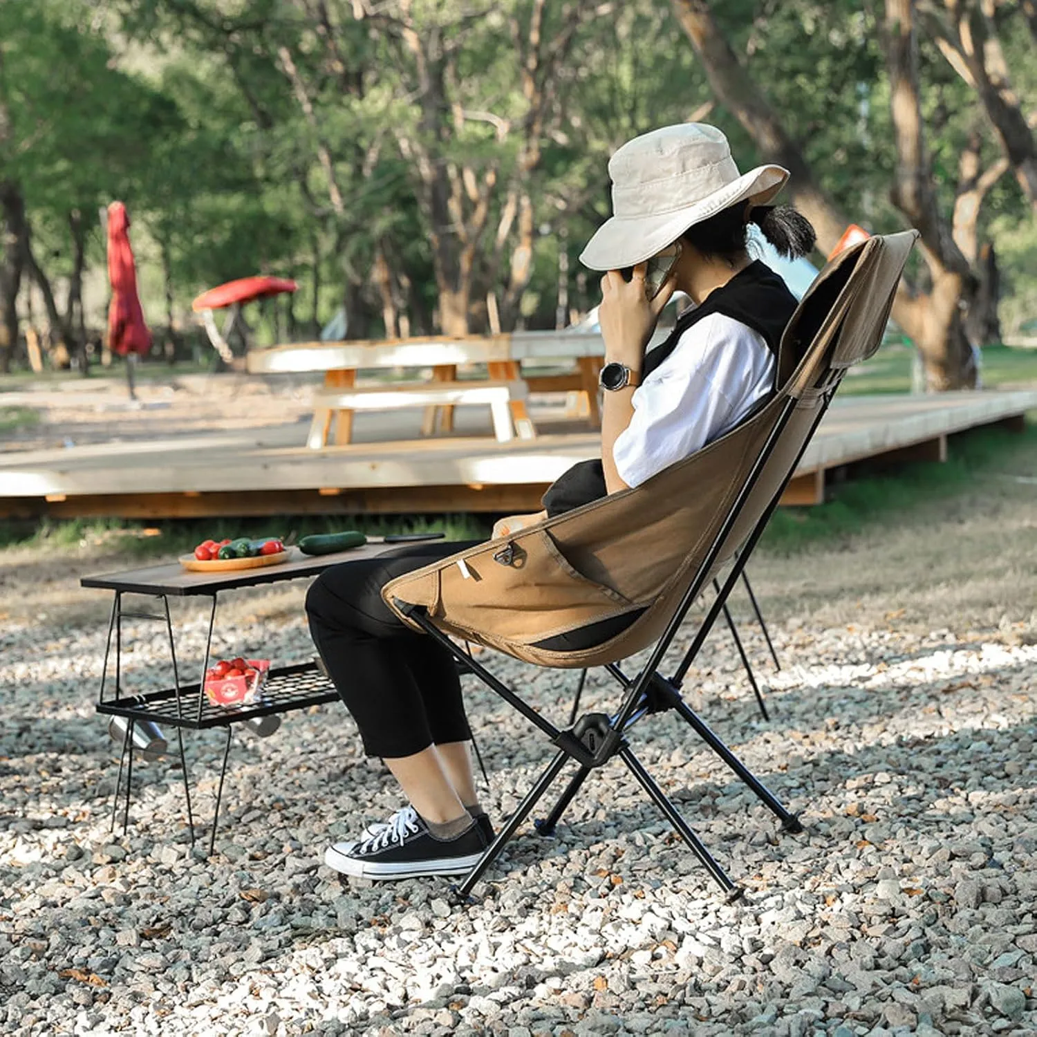 Portable Folding Grill Table Outdoor Camping with Mesh Tabletop Metal Grid Small Easy for Storage Patio Picnic BBQ Garden Dining-Single-Slat